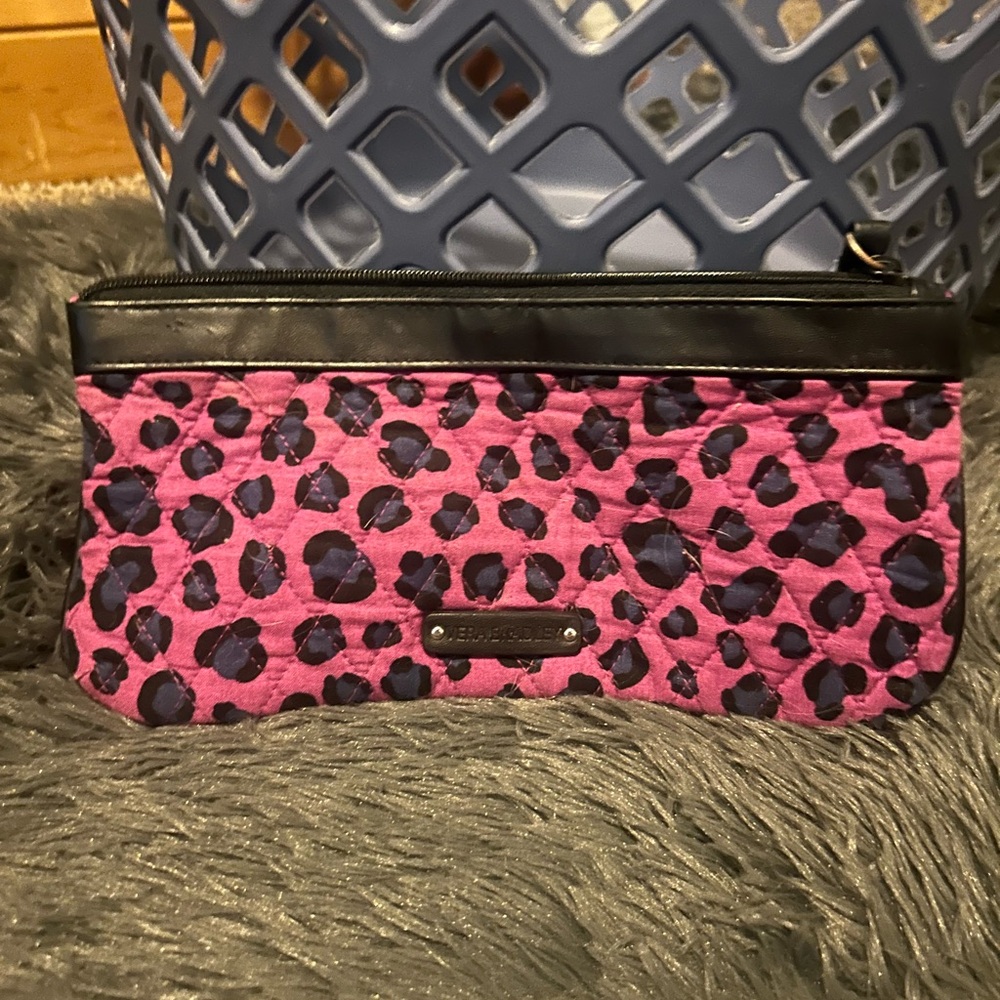 Vera Bradley Pink and Black Leopard Clutch